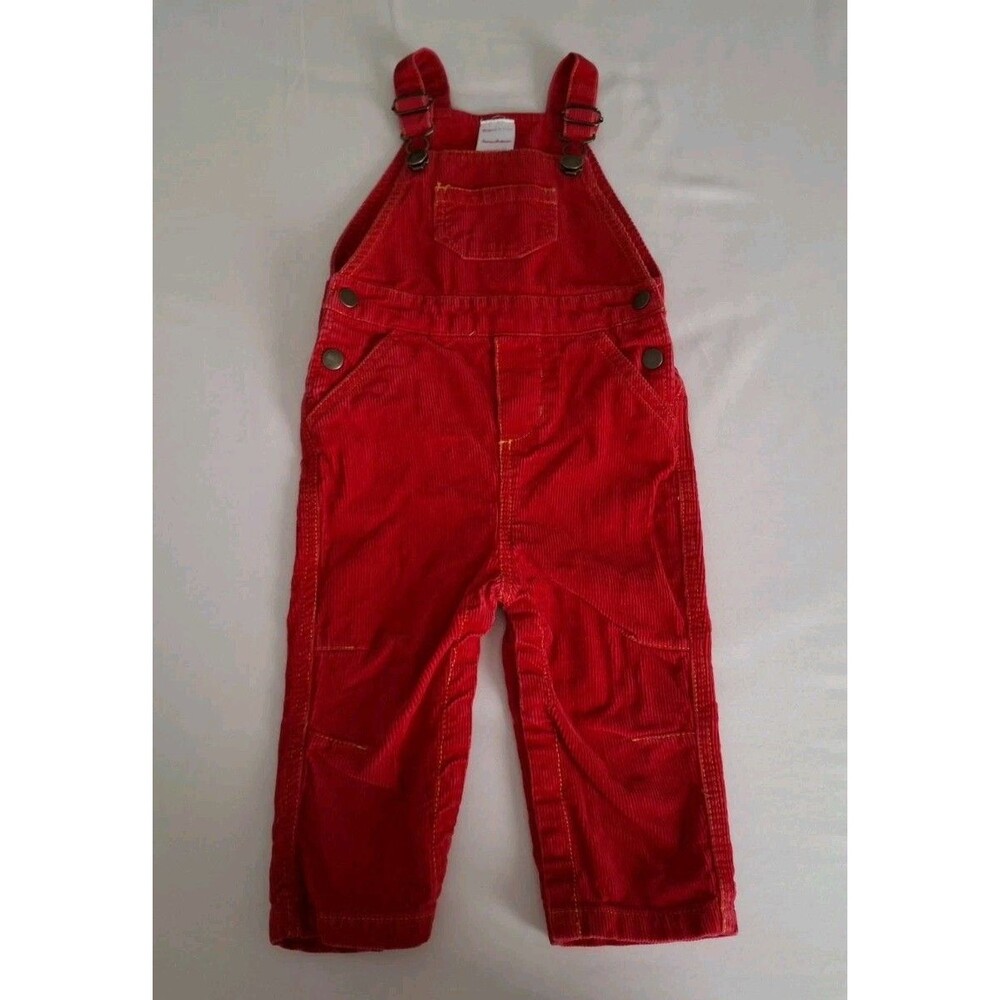 Baby Hanna Andersson Red Corduroy Overalls 100% Cotton size 18-24 Mos EUC